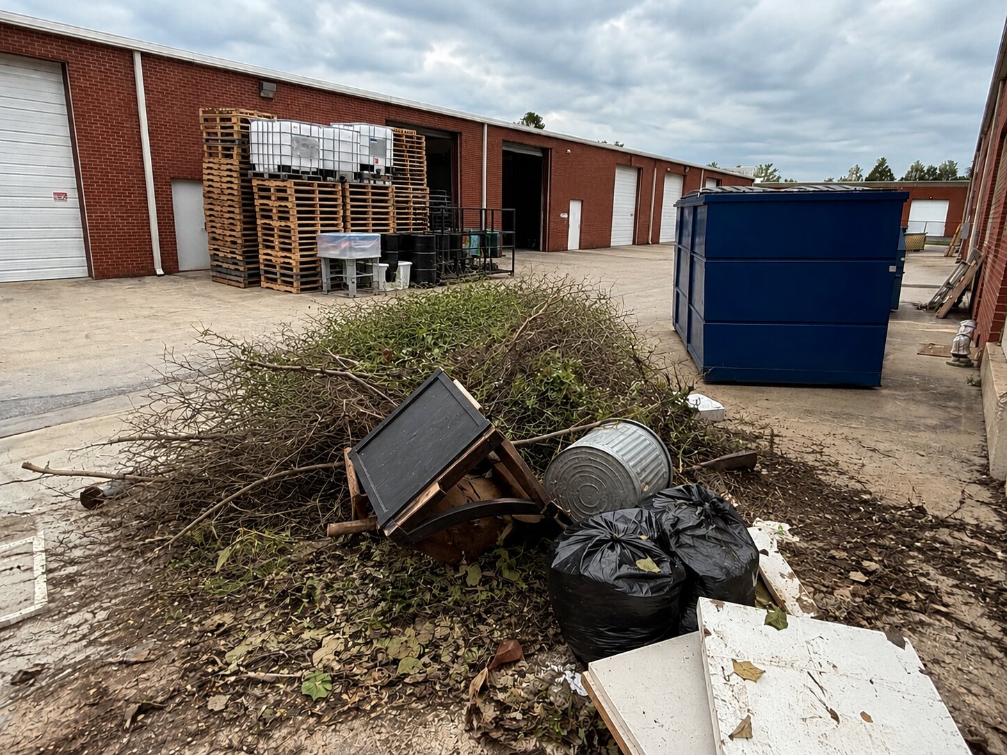Commercial Lot Cleanout — before